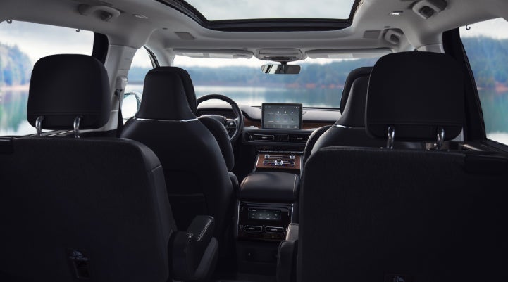 The interior of a 2024 Lincoln Aviator® SUV from behind the second row | White's Canyon Motors - Lincoln in Spearfish SD