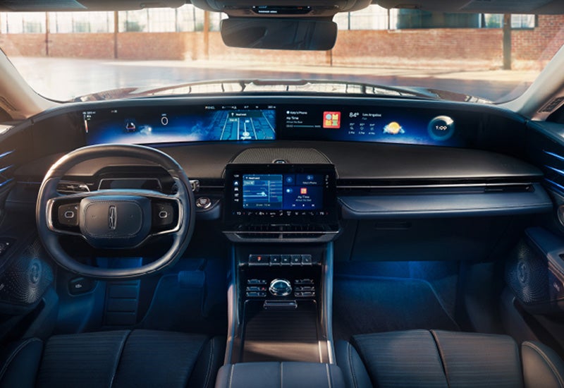 A large panoramic display is shown on the dashboard of a 2024 Lincoln Nautilus® SUV | White's Canyon Motors - Lincoln in Spearfish SD